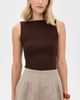 Enza Costa Enza Costa Silk Rib Sleeveless Boat Neck Tank Chocolate - 2