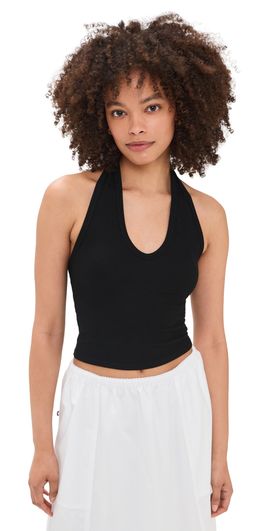Enza Costa Enza Costa Silk Rib U Halter Tank Black
