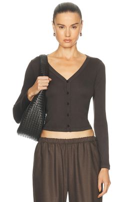 Enza Costa Enza Costa Supima Cotton V-Neck Cardigan