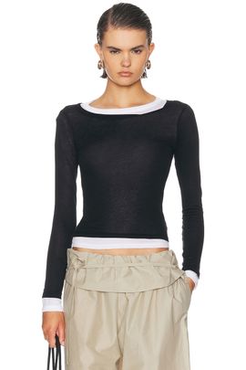 Enza Costa Enza Costa Tissue Jersey Layered Long Sleeve Top