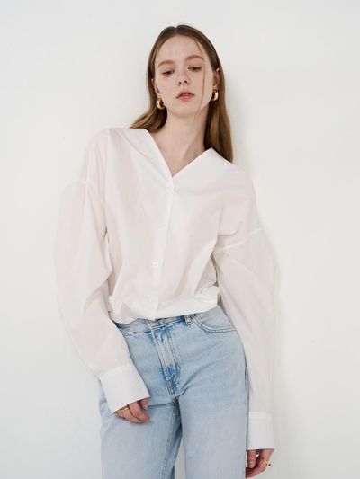 Epelle Epelle Cotton Long Sleeve Blouse [2colors]