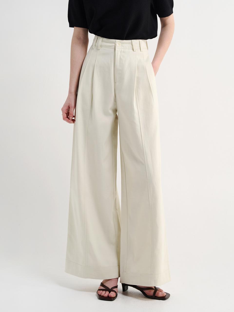 Epelle Epelle Cotton Wide Pants with Belt Set (4colors)