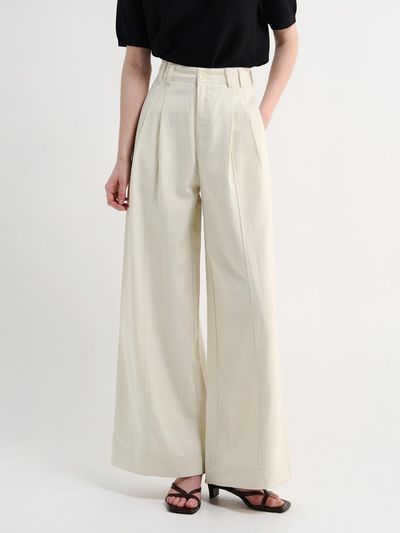Epelle Epelle Cotton Wide Pants with Belt Set (4colors)
