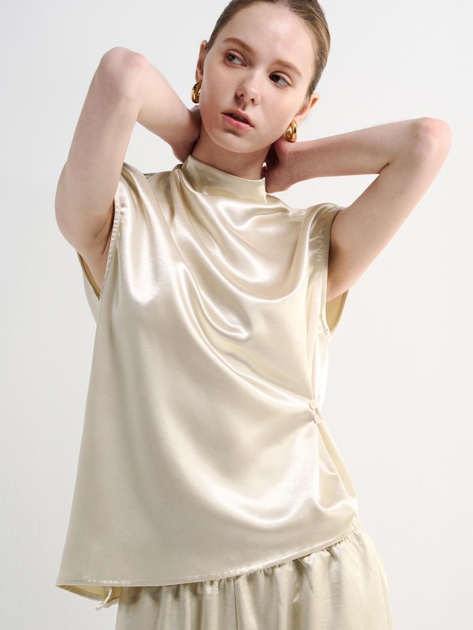 Epelle Epelle Satin Drape Blouse [4 Colors]