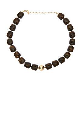 Epifene Epifene Chunky Brown Resin Beaded Necklace