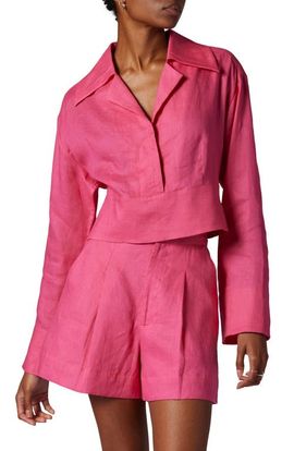 Equipment Equipment Beatrix Linen Crop Shirt