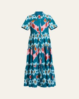 Erdem Abstract-Print Cotton Tiered Midi Shirtdress