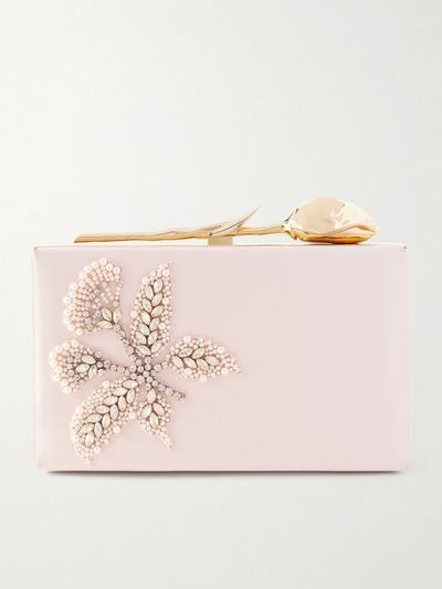 ERDEM Bloom crystal-embellished satin clutch