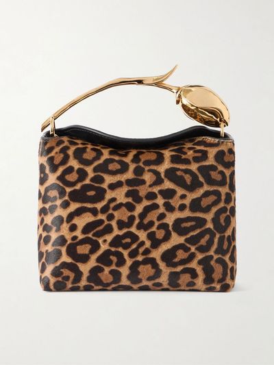 ERDEM Bloom mini animal-print calf hair clutch