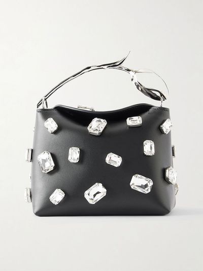 ERDEM Bloom mini crystal-embellished leather clutch