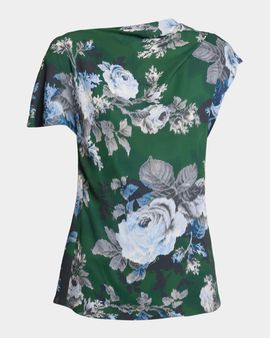 Erdem Draped Floral Crepe Top