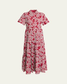 Erdem Embroidered Cotton Tiered Midi Shirtdress