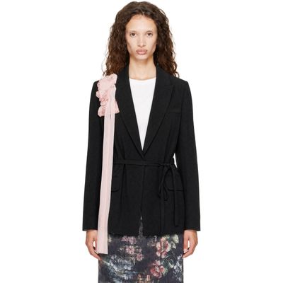 Erdem Erdem Black Double Breasted Belted Blazer