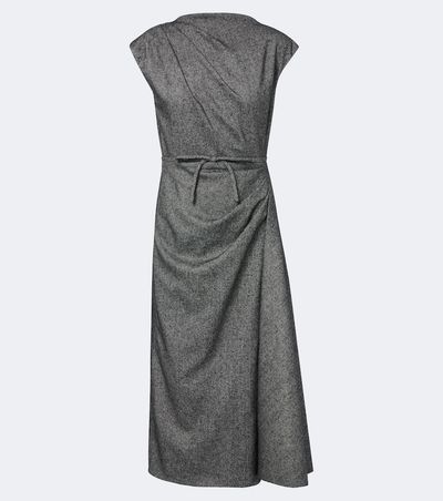 Erdem Erdem Bow-detail herringbone draped midi dress