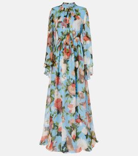 Erdem Erdem Caped floral silk voile gown