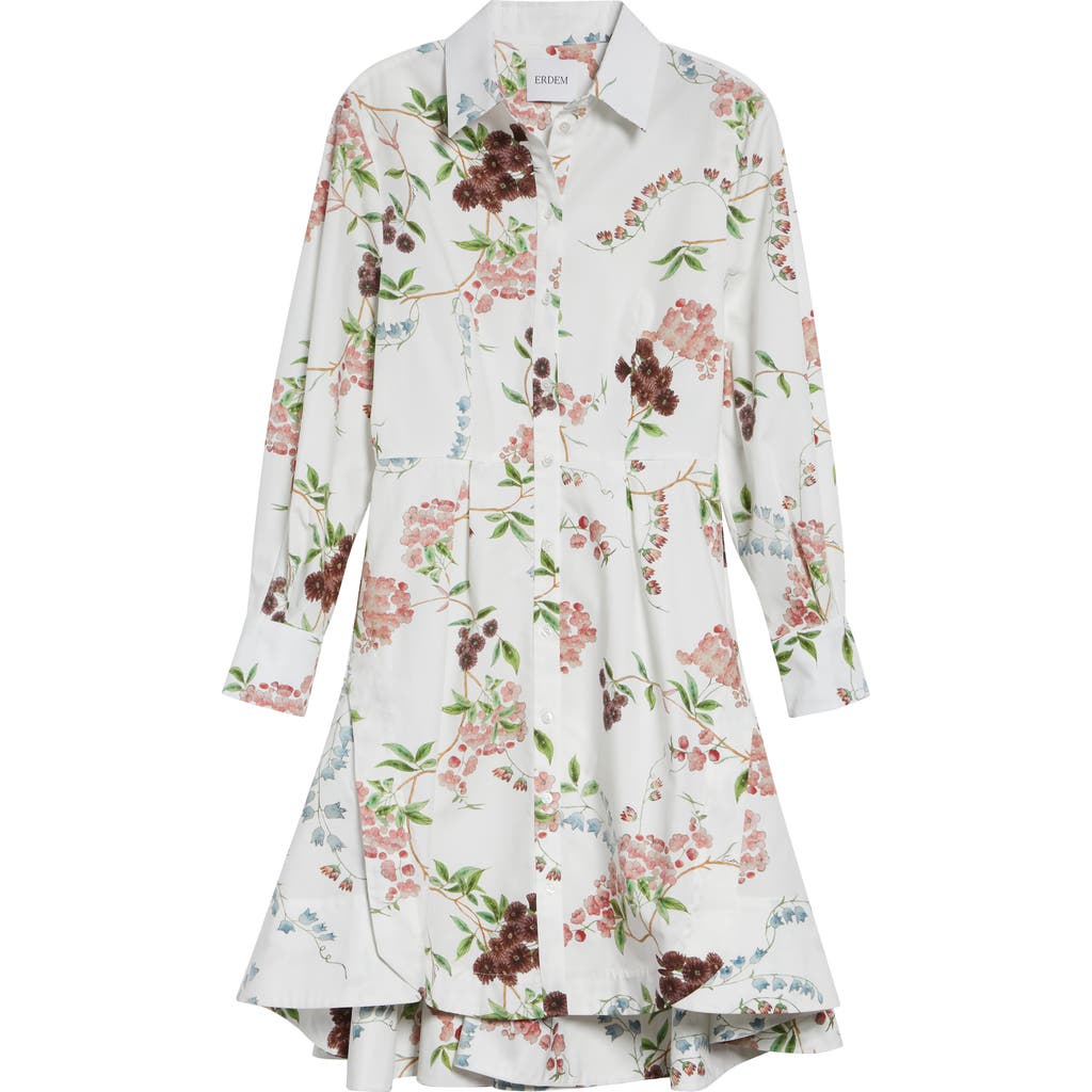 Erdem Erdem Chintz Floral Long Sleeve Organic Cotton Poplin Shirtdress