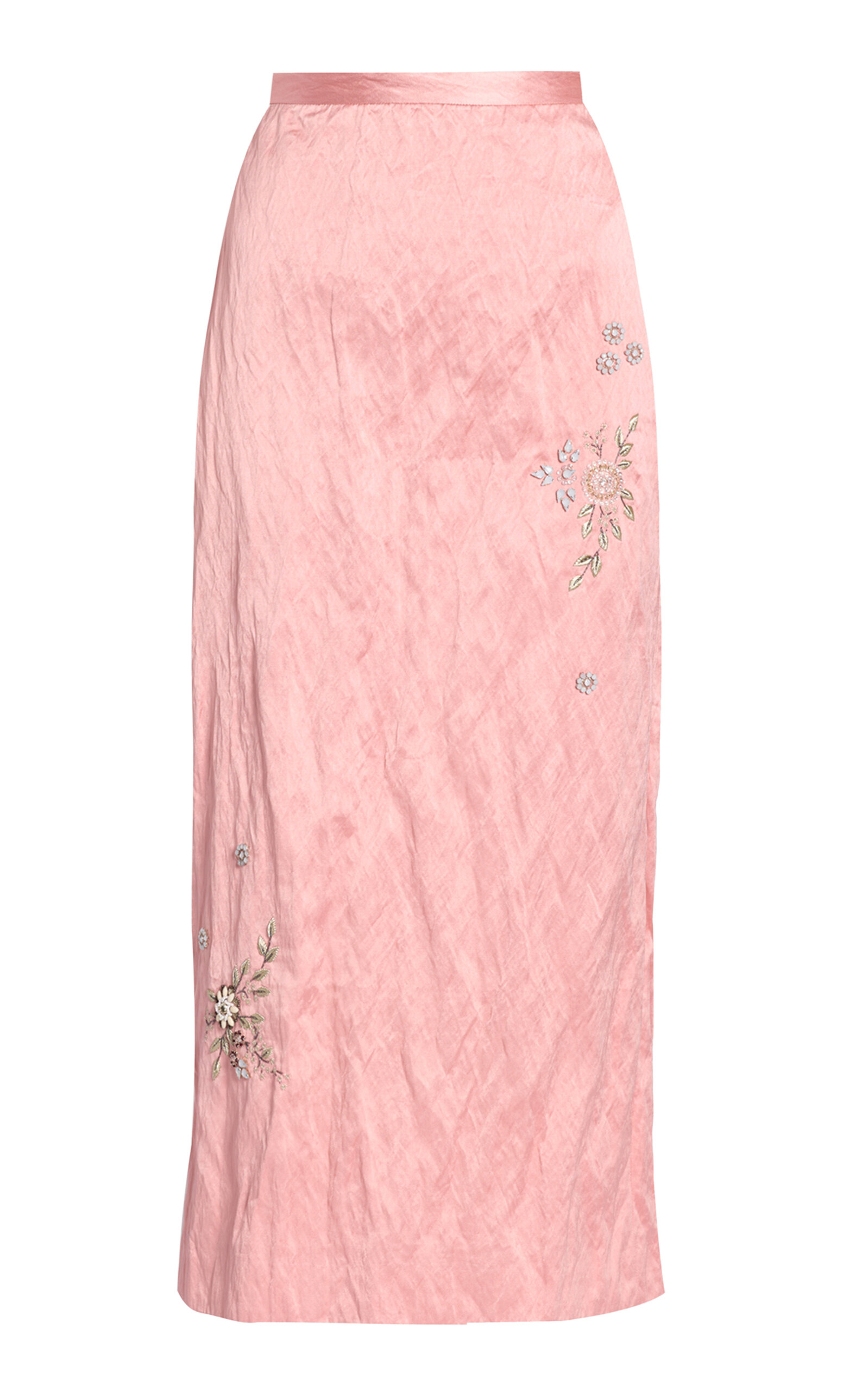 Erdem Erdem CottonBlend Textured Satin Midi Skirt