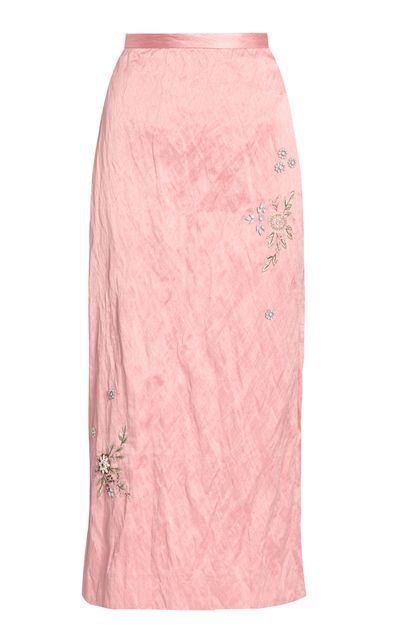 Erdem Erdem CottonBlend Textured Satin Midi Skirt