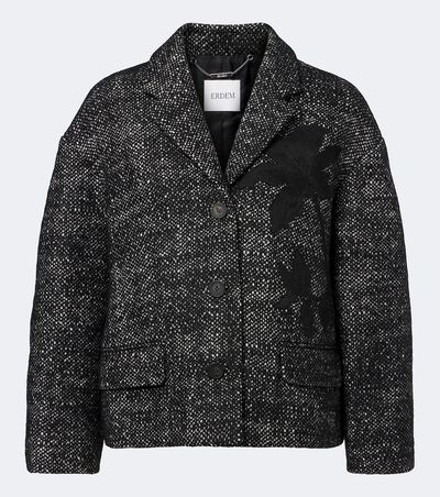 Erdem Erdem Cropped embroidered wool-blend jacket