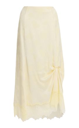 Erdem Erdem Draped Floral Creponne Jacquard Maxi Skirt