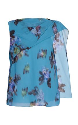 Erdem Erdem Draped Floral SilkVoile Top
