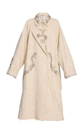 Erdem Erdem Embellished Cotton Jacquard Trench Coat