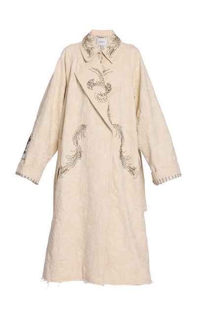 Erdem Erdem Embellished Cotton Jacquard Trench Coat