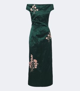 Erdem Erdem Embellished floral appliqué satin cocktail dress