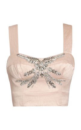 Erdem Erdem Embellished Satin Crop Top