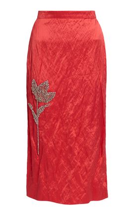 Erdem Erdem Embellished Textured Satin Maxi Skirt