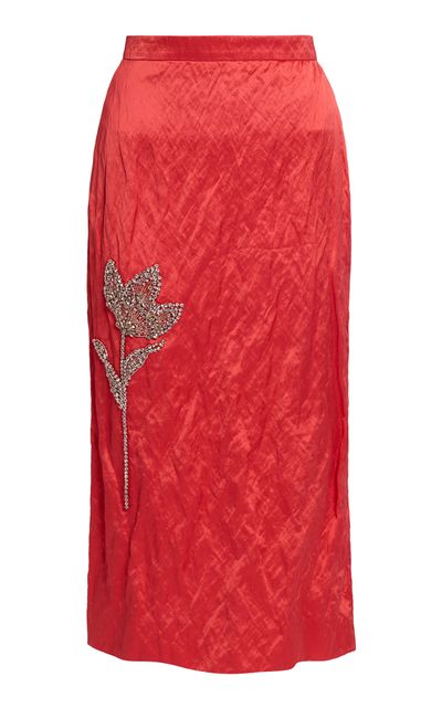 Erdem Erdem Embellished Textured Satin Maxi Skirt