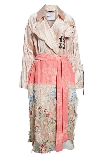 Erdem Erdem Embellished Textured Satin Trench Coat