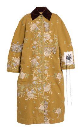 Erdem Erdem Embroidered Denim Coat Tan L
