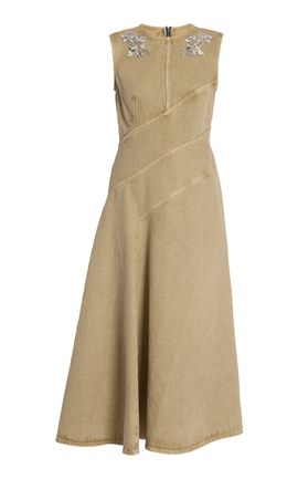 Erdem Erdem Embroidered Denim Maxi Dress