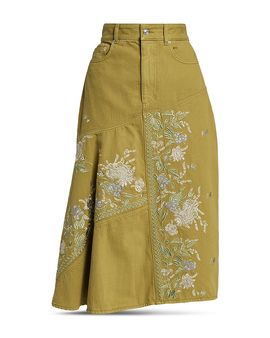 Erdem Erdem Embroidered Denim Skirt