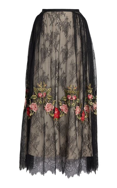 Erdem Erdem Embroidered Floral Lace Maxi Skirt