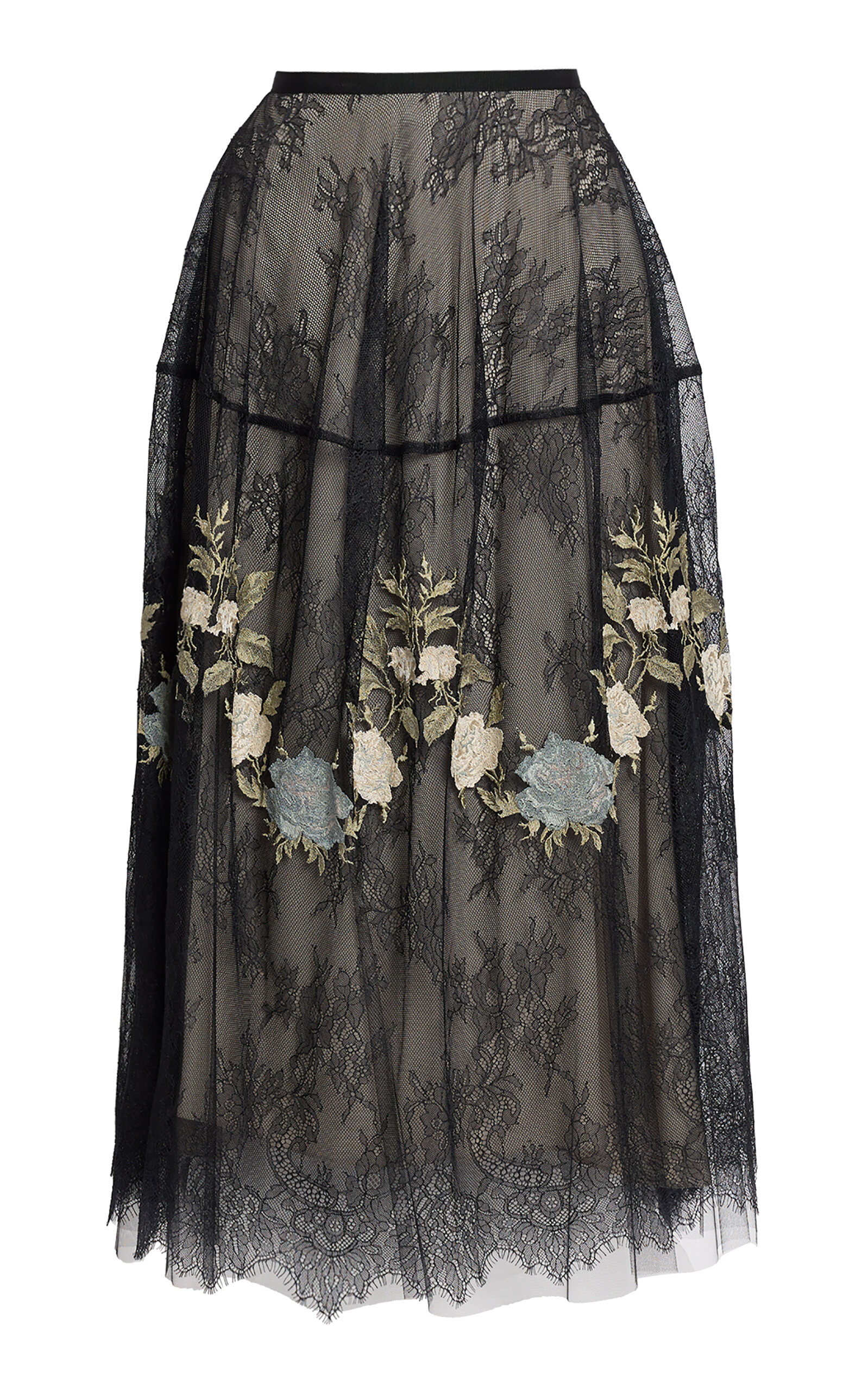 Erdem Erdem Embroidered Floral Lace Midi Skirt