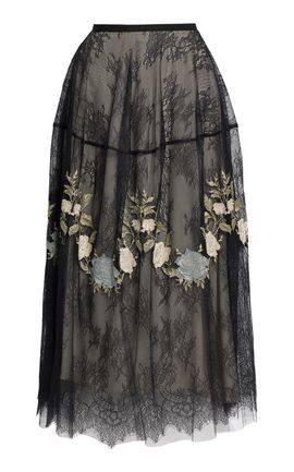 Erdem Erdem Embroidered Floral Lace Midi Skirt