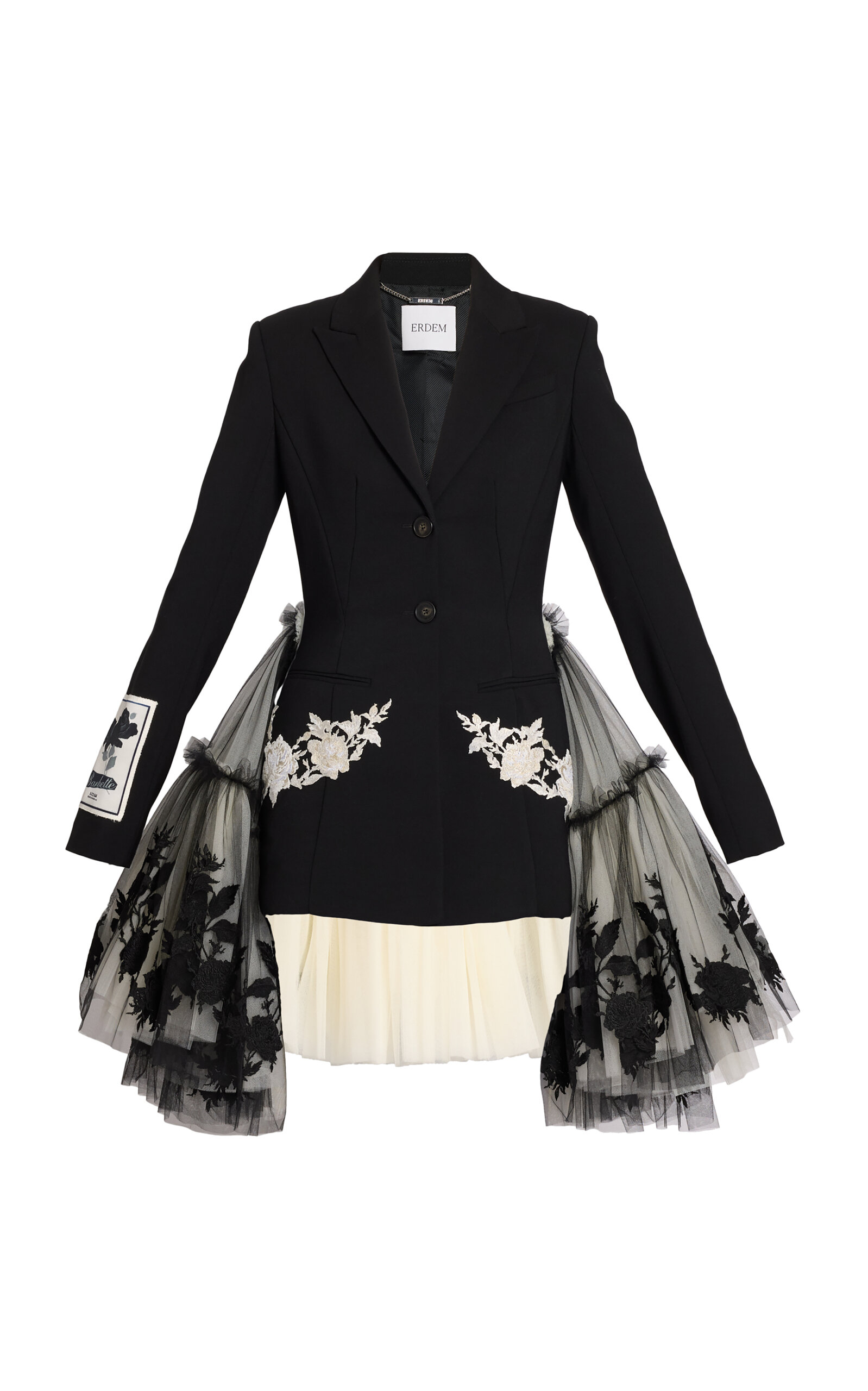 Erdem Erdem Embroidered Grain De Poudre & Tulle Jacket