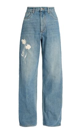 Erdem Erdem Embroidered Rigid HighRise StraightLeg Jeans