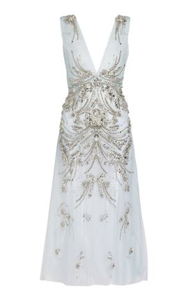 Erdem Erdem Embroidered Tulle Sleeveless Midi Dress