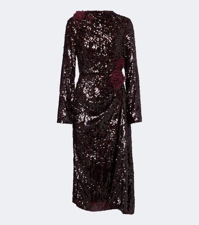 Erdem Erdem Floral-appliqué gathered sequined midi dress