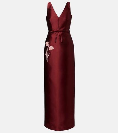 Erdem Erdem Floral-appliqué satin gown