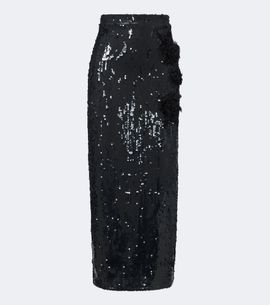 Erdem Erdem Floral-appliqué sequined midi skirt