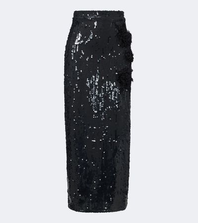 Erdem Erdem Floral-appliqué sequined midi skirt