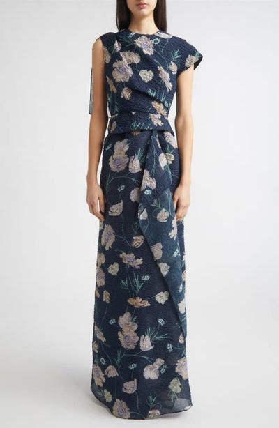 Erdem Erdem Floral Asymmetric Organza Cloqué Gown