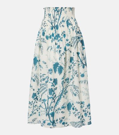 Erdem Erdem Floral cotton and linen midi skirt
