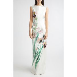 Erdem Erdem Floral Drape Back Duchesse Satin Gown