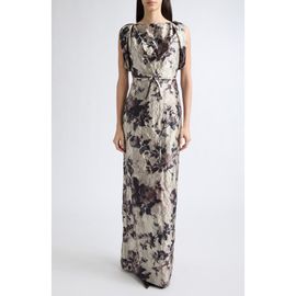 Erdem Erdem Floral Draped Textured Satin Gown