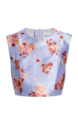 Erdem Erdem Floral Fine Fringe Crop Top